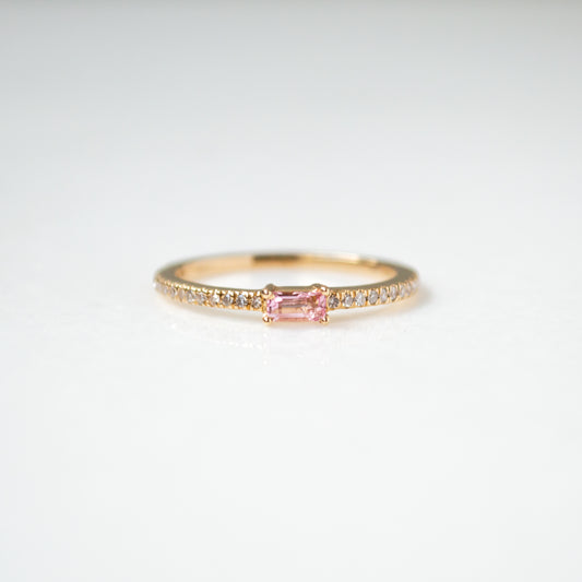 Anillo Zafiro Rosa y Diamantes