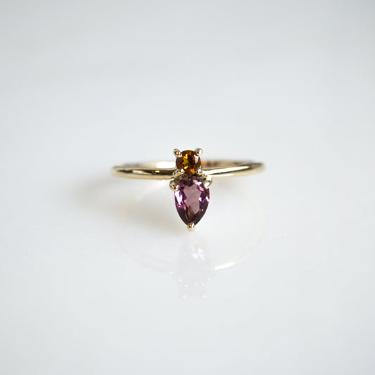 Anillo Turmalina y Citrino