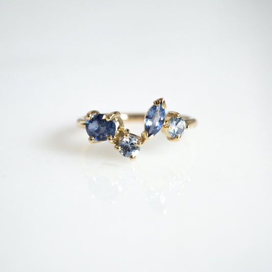 Anillo Zafiros y Aguamarinas